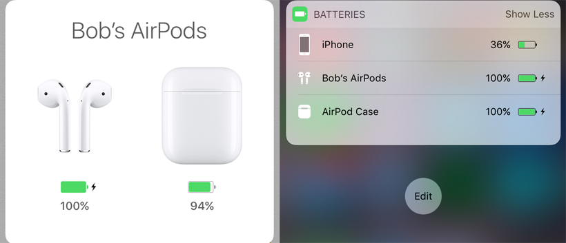 AirPods battery levels