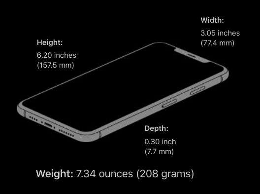 iPhone XS Max Size and Weight