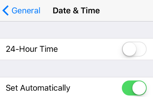 iOS Date and Time Settings