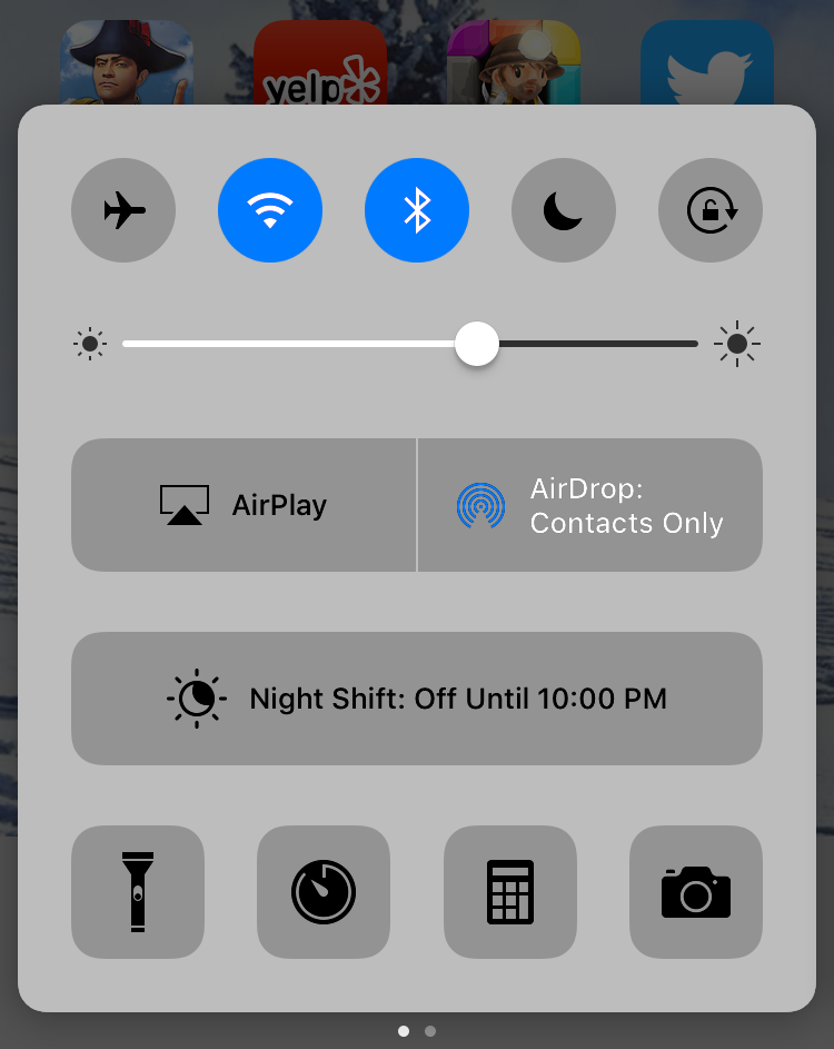 AirDrop Control Center