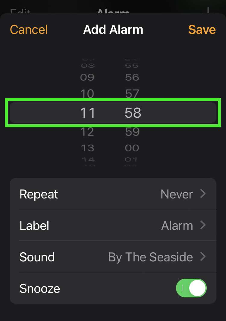 Alarm time picker dial