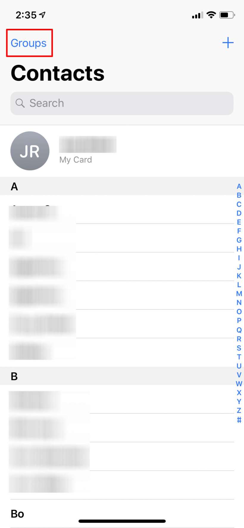 iphone outlook contact groups