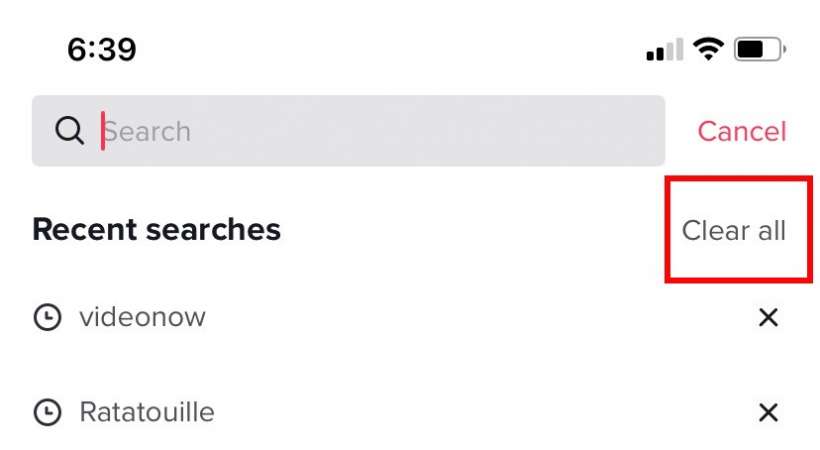 Clear TikTok Search