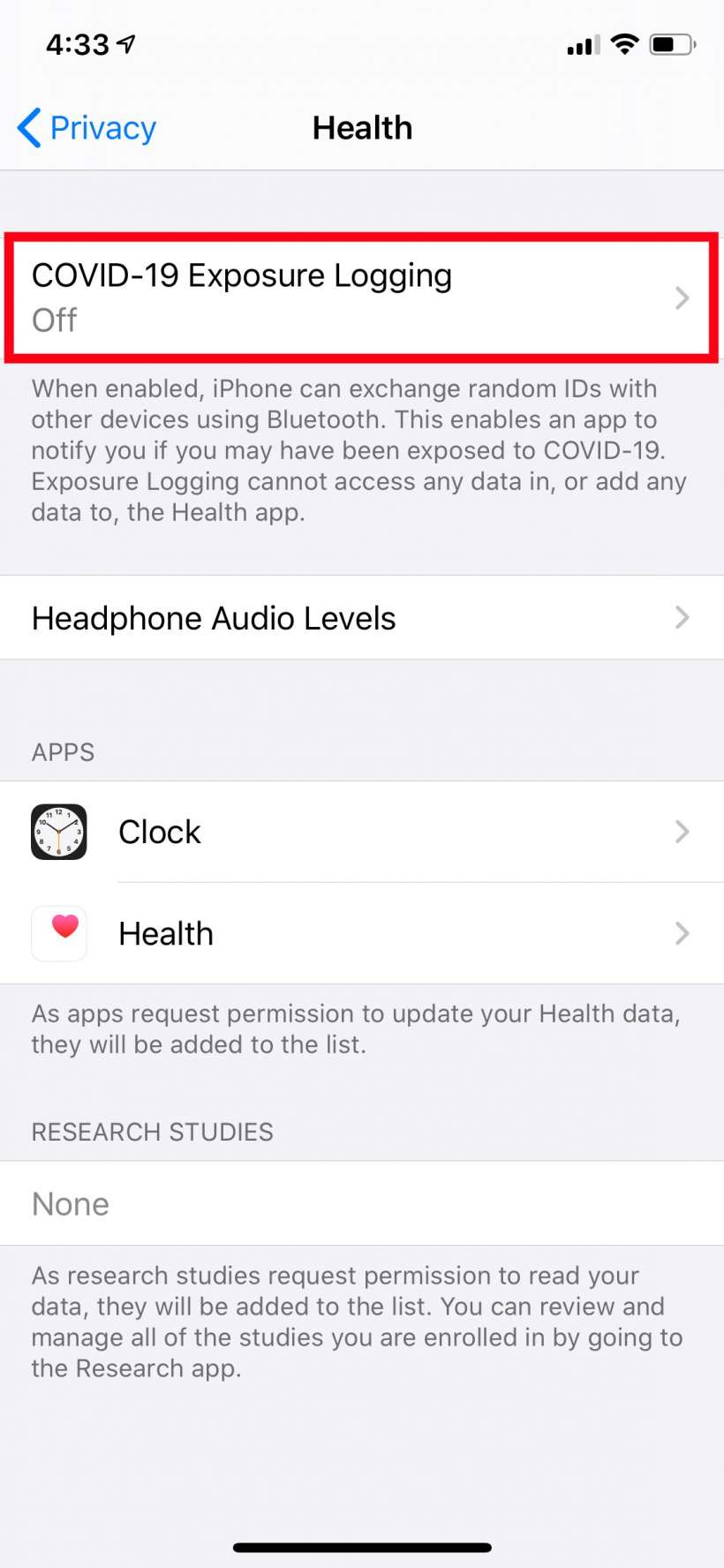 How to enable COVID-19 exposure logging and notifications on iPhone and iPad.