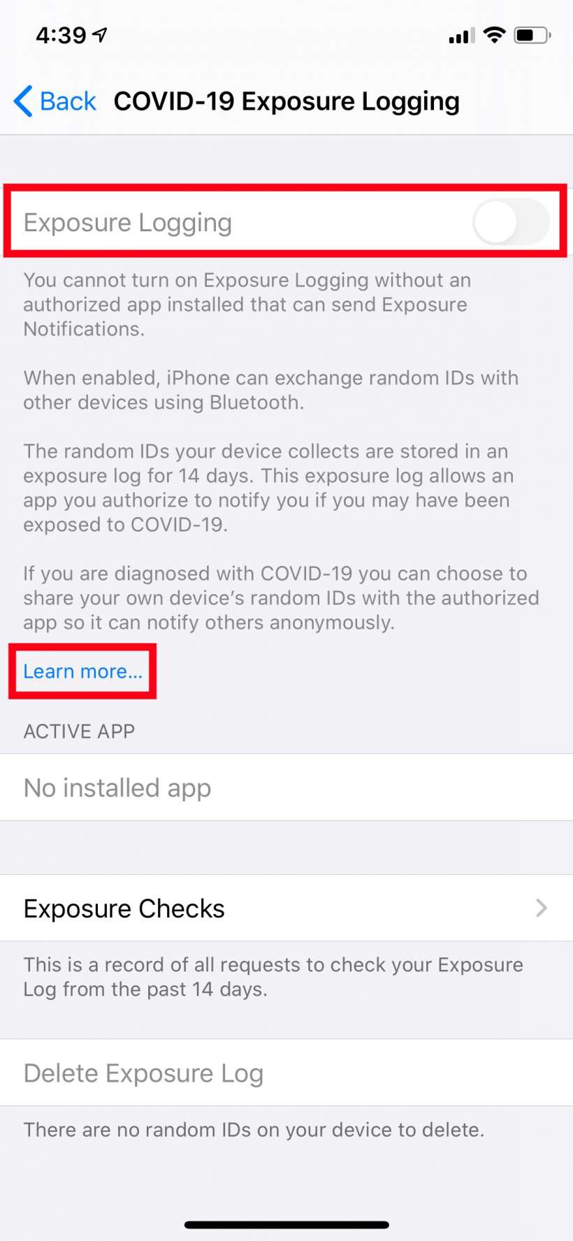 How to enable COVID-19 exposure logging and notifications on iPhone and iPad.