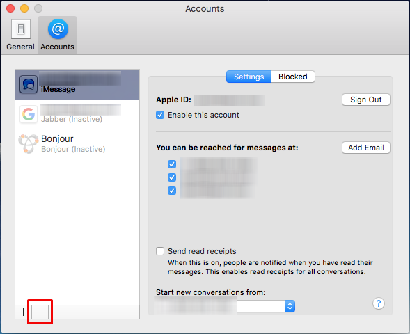 how to logout of messages on a mac