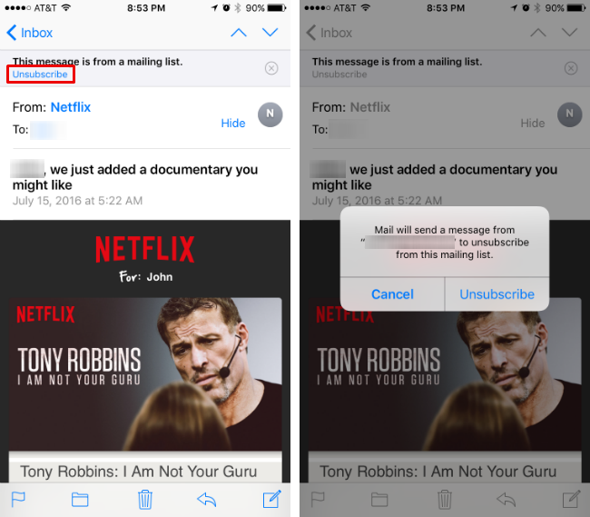 How to quickly unsubscribe from mailing lists in iOS 10.