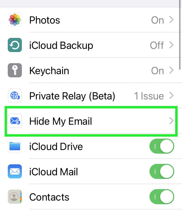 how to change hide my email on iphone