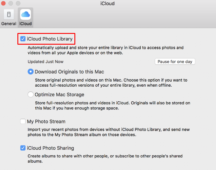 activate icloud for photos on mac