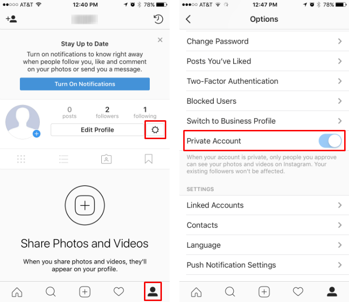 how to make my account private on instagram
