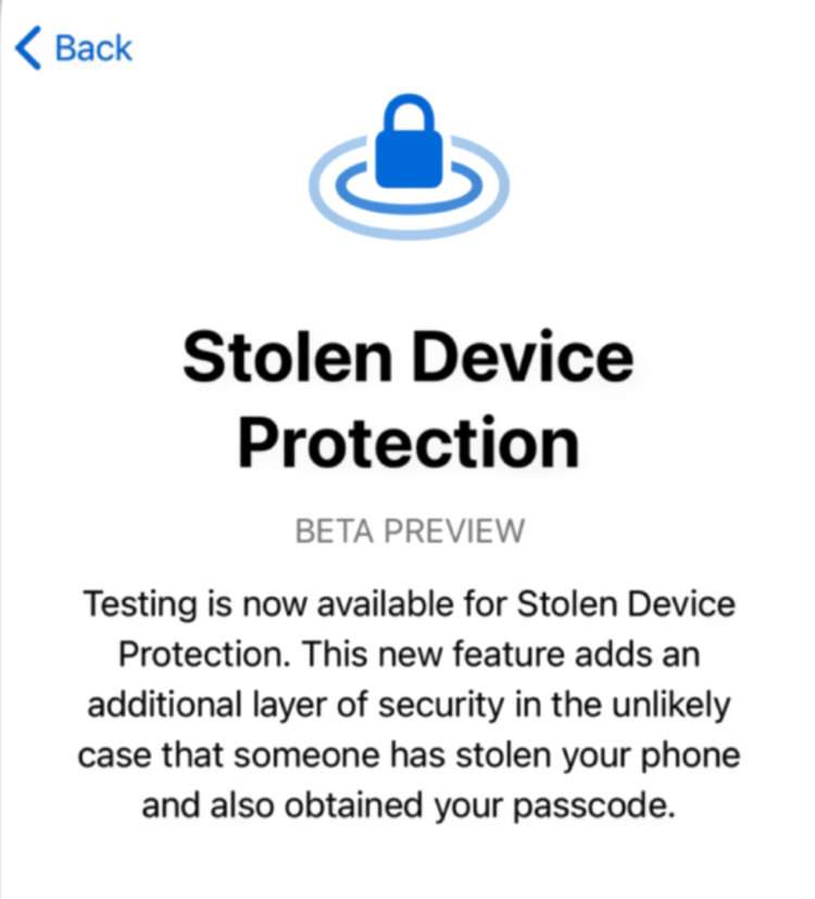 Apple Stolen Device Protection