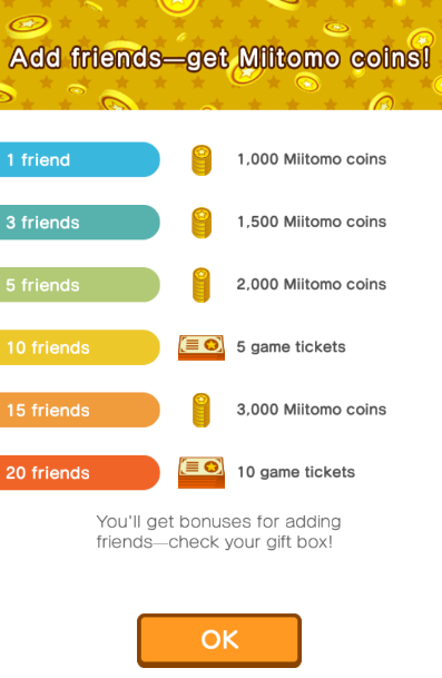 Miitomo Friend Rewards