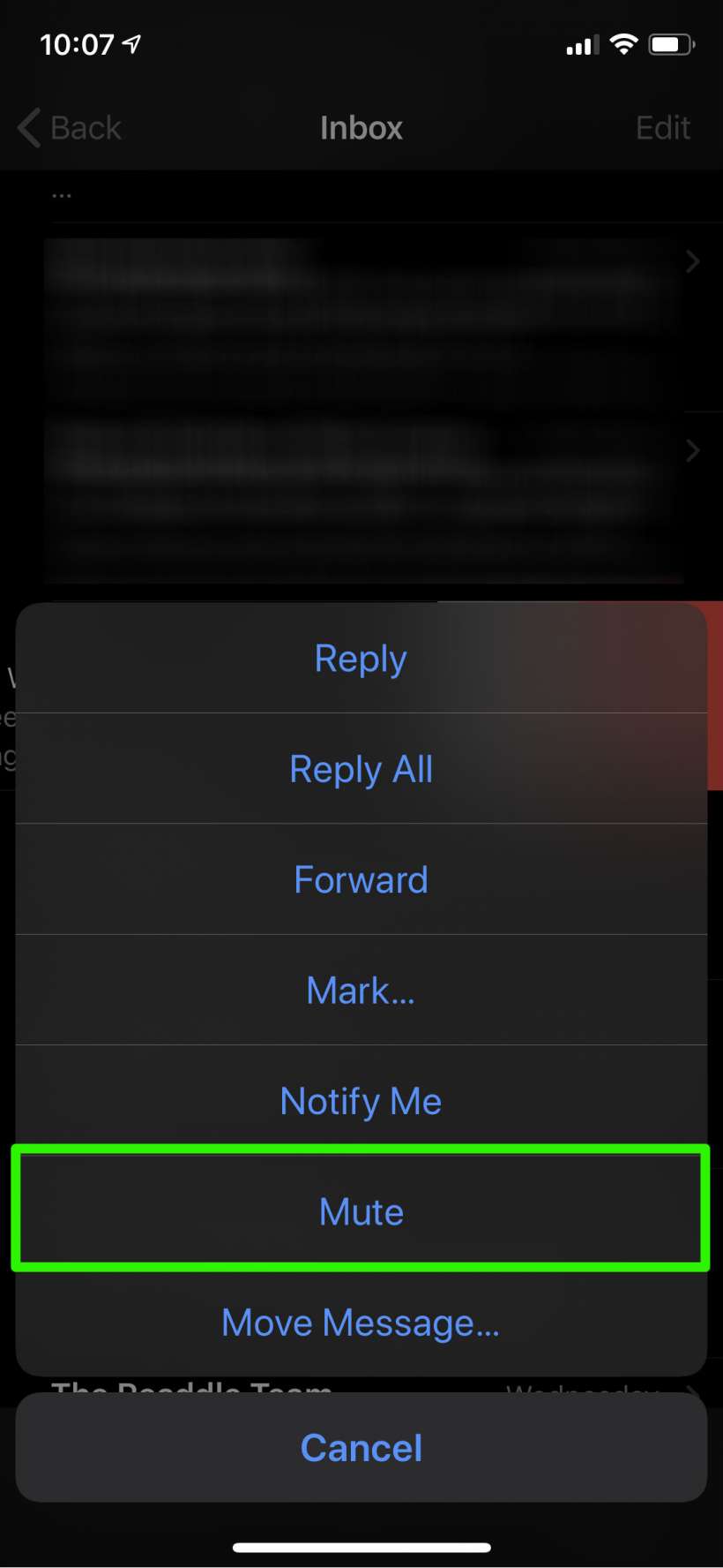 How to mute an email thread on iPhone and iPad.