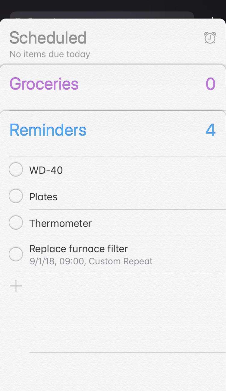 New list Reminders 5