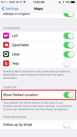 How to find your parked car with iOS Maps.