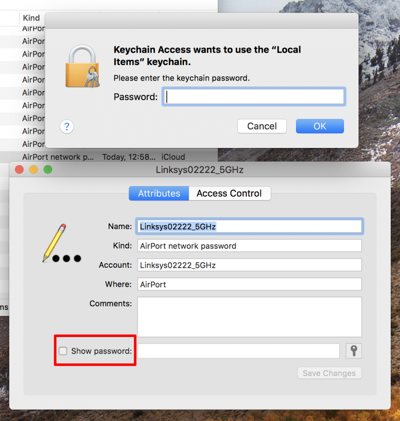 make mac show wifi password