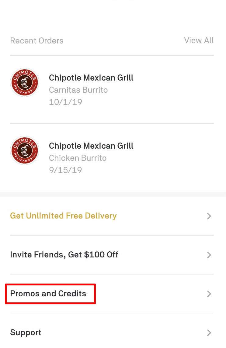 How do I add a promo code on Postmates?