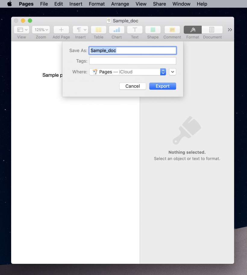 how to convert apple pages to word
