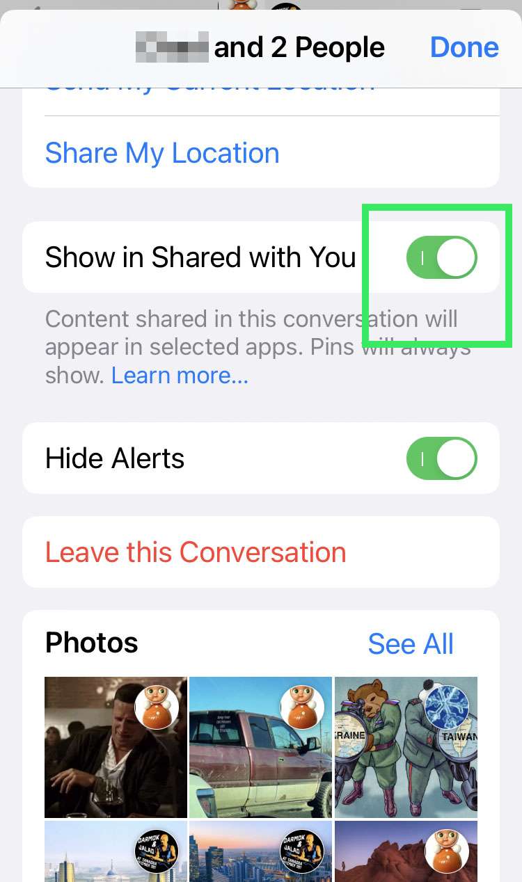 Control sharing from Messages thread Control sharing from Messages thread