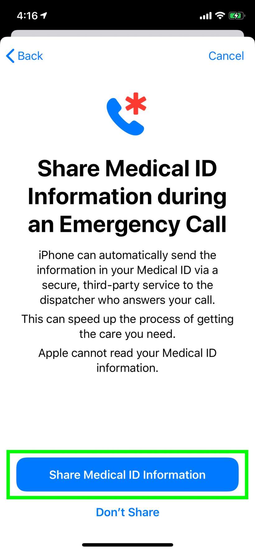 How to automatically share your Medical ID if you make an emergency call from iPhone and iPad.