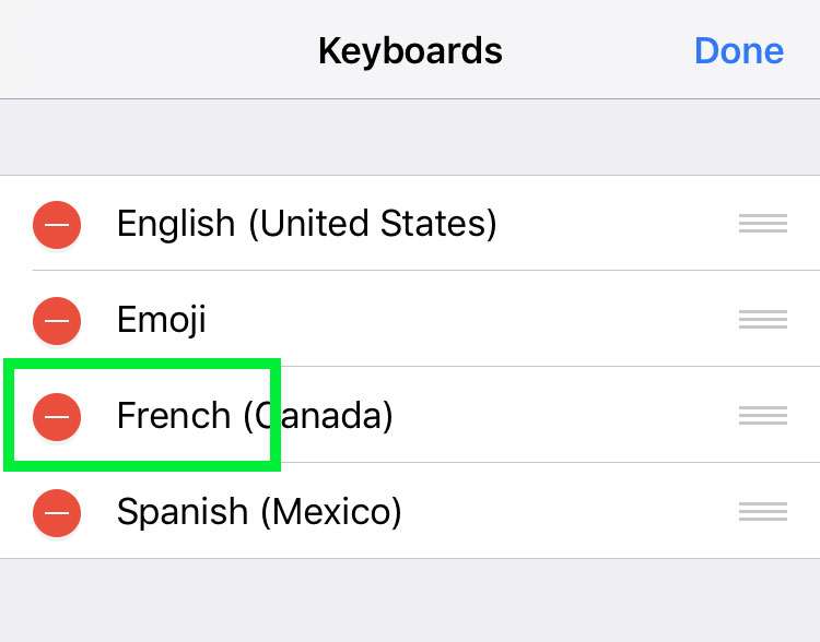 Remove keyboard multiple languages iPhone