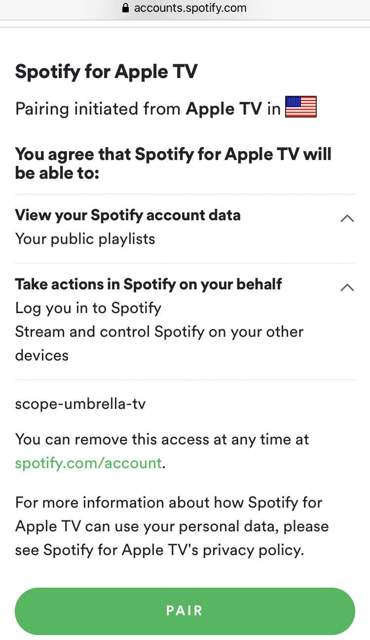 Установка spotify на apple tv