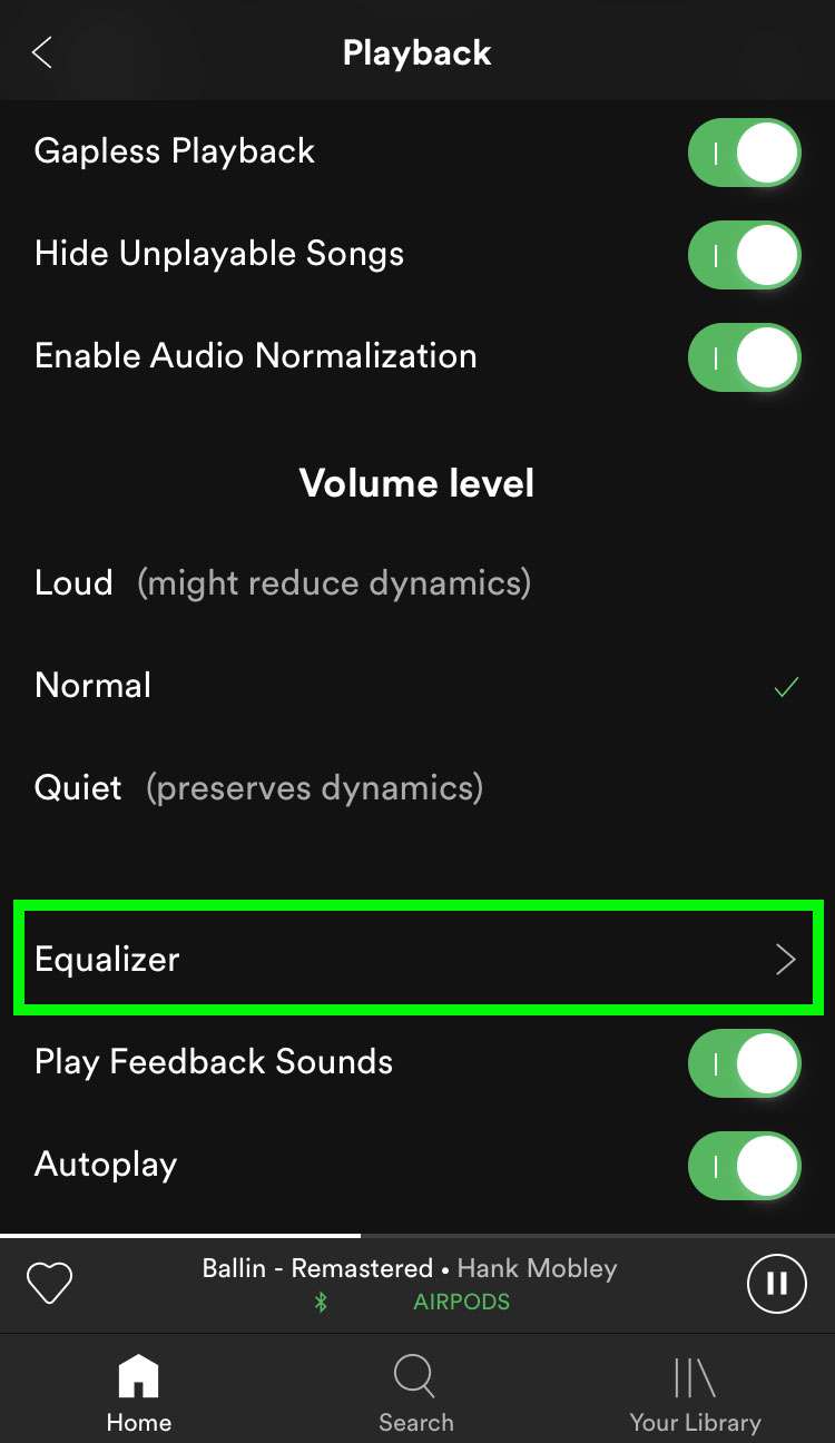 change the equalizer on spotify pc