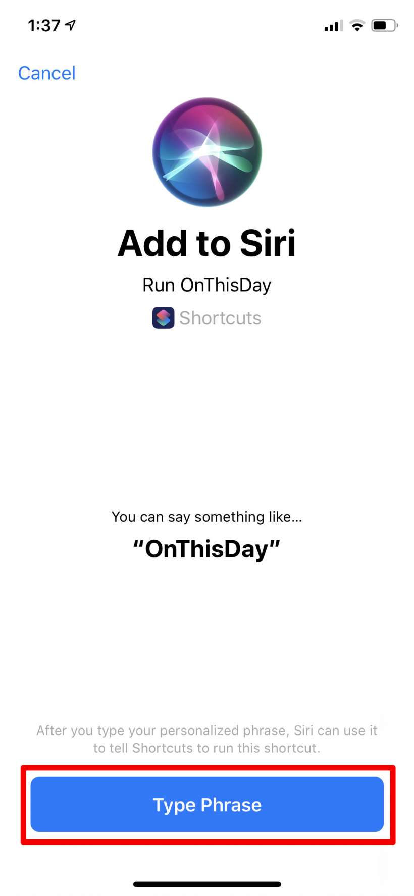 adding shortcuts to iphone