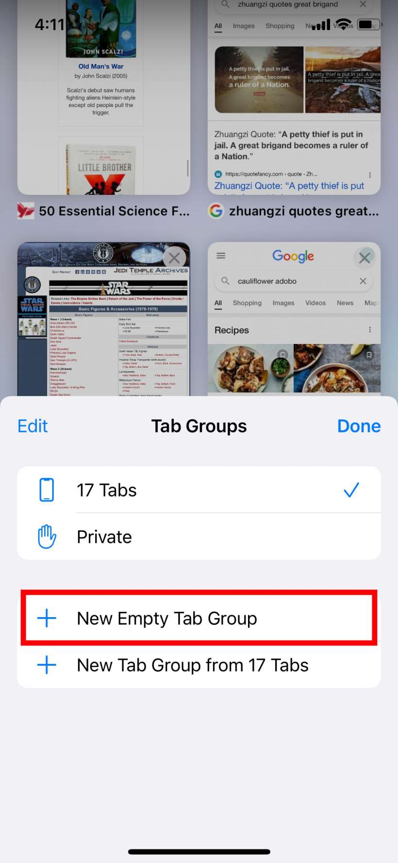 how to access tab groups safari ipad