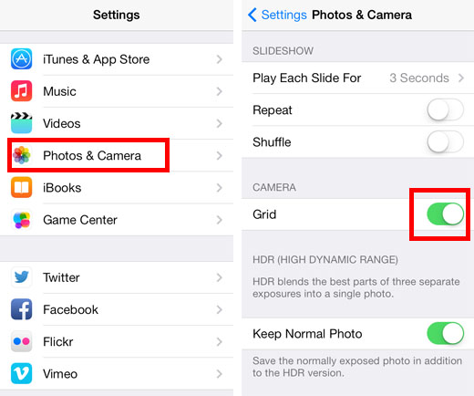 How to Turn On the Camera Grid in iOS 10, iOS 9, iOS 8