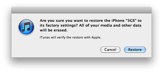 iTunes iPhone restore