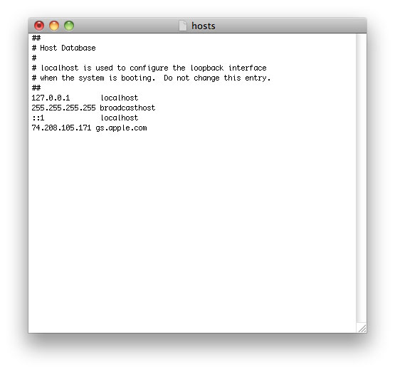 mac os x hosts file