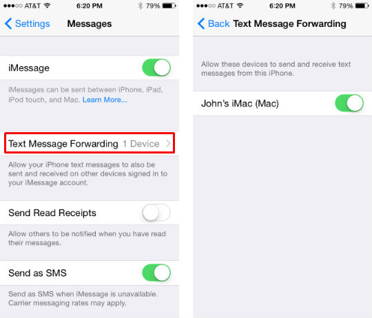 send sms via mac