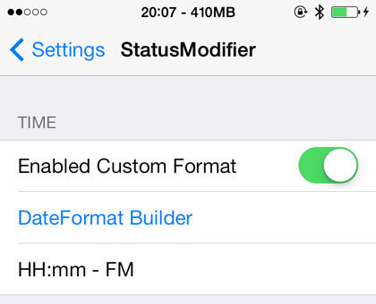 date and time on status bar ios jailbreak